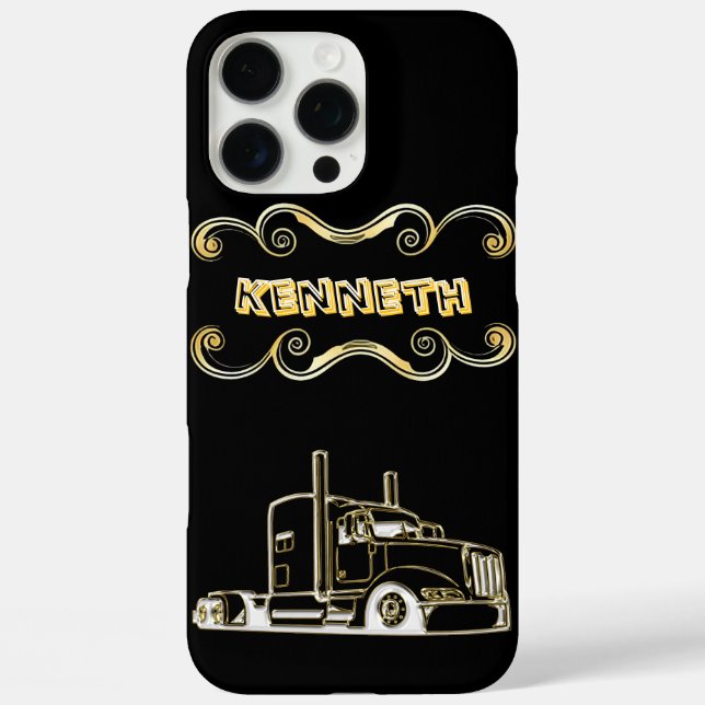 Gold Semi-Truck Digital Art Design Case-Mate iPhone Case (Back)