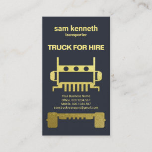 Gold Semi Truck Exquisite Blue Trucker Business Card