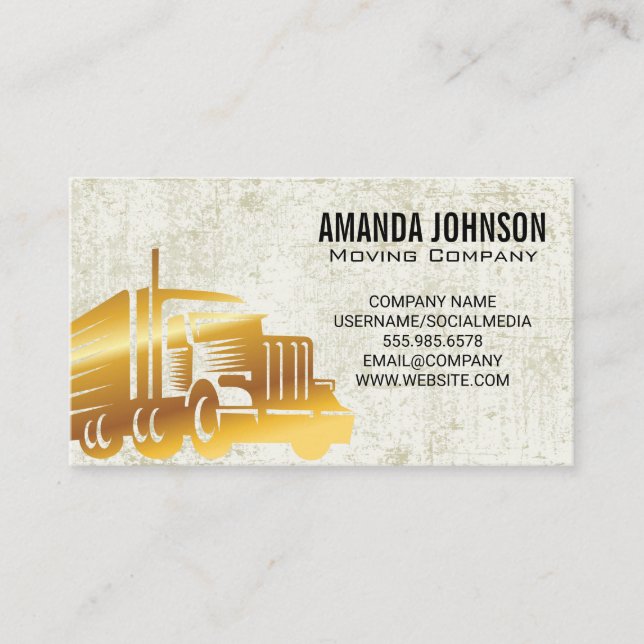 Gold Semi Truck | Grunge Background  Business Card (Front)