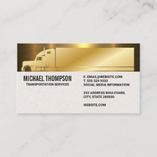 Gold Semi Truck Logistics Driver Business Card