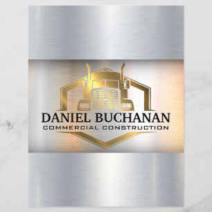 Gold Semi Truck Logo   Metallic Industrial  Busine Flyer
