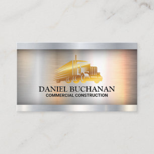 Gold Semi Truck   Metallic Background Business Card