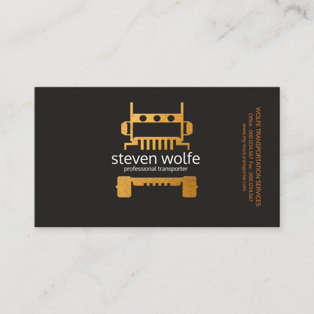 Gold Semi Truck Professional Transportation Business Card (Front)