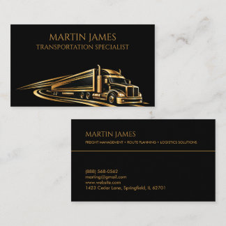 Gold Semi Truck Transportation Specialist Logistic Business Card