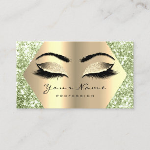 Gold Sepia Glitter Makeup Artist Lashes Mint Green Business Card