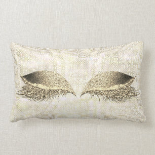 Gold Sepia Glitter White Glam Make Up Gold Sequin Lumbar Cushion