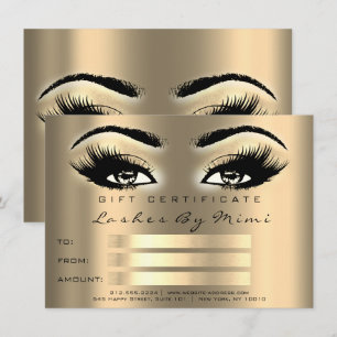 Gold Sepia Lashes Makeup Artist Certificate Gift Invitation