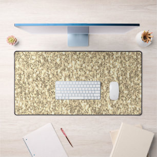 Gold sepia soft glitter sparkles desk mat