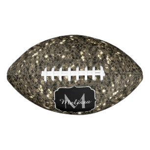 Gold sepia sparkles faux glitter Monogram American Football