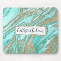 Gold Sequin Glitter Teal Smoky Marble