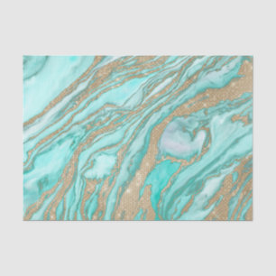 Gold Sequin Glitter Teal Smoky Marble Tissue Paper