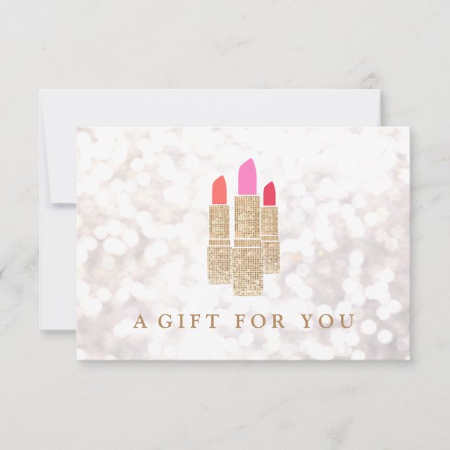 Gold Sequin Lipstick Beauty Salon Gift Certificate (Front)