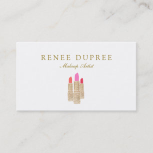 Gold Sequin Lipstick Makeup Artist Beauty Salon Business Card