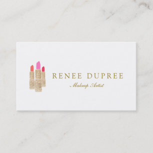 Gold Sequin Lipstick Makeup Artist Beauty Salon Business Card