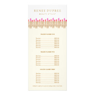 Gold Sequin Lipstick Makeup Artist Price List Menu
