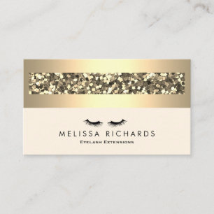 Gold & Sequin Makeup Artist Eyelash Extensions Business Card