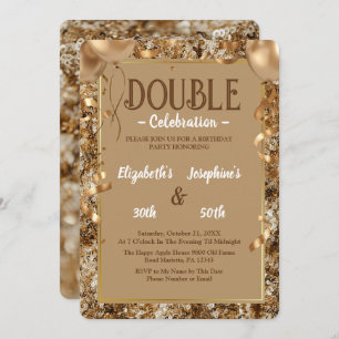 Gold Sequins Adult double Joint Birthday Party Invitation