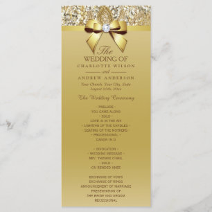 Gold Sequins Diamond Bow Wedding Program Programme