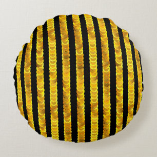Gold sequins pattern round cushion