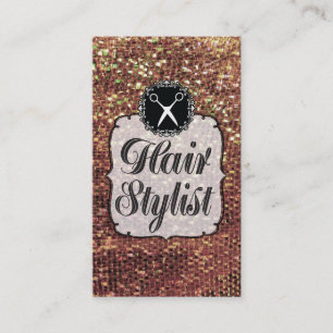 GOLD Sequins Sparkle Bling Hair Stylist Appointment Card