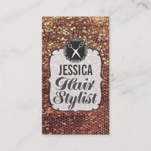 GOLD Sequins Sparkle Hair Stylist Appointment Card