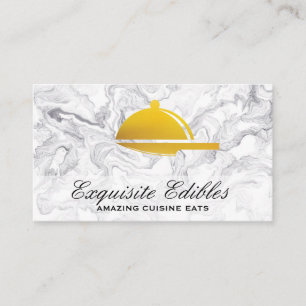 Gold Serving Tray Knife Logo   Cuisines Business Card