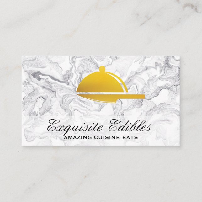 Gold Serving Tray Knife Logo | Cuisines Business Card (Front)