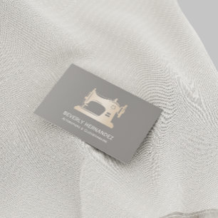 Gold Sewing Machine Seamstress Grey Business Card