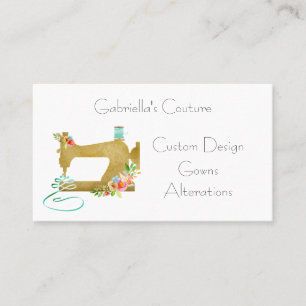Gold Sewing Machine Sewing Business Card