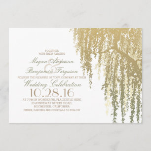 Gold Shades Willow Tree Elegant Wedding Invitation