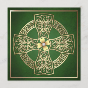 Gold Shamrock Celtic Cross St Patrick's Day Invitation