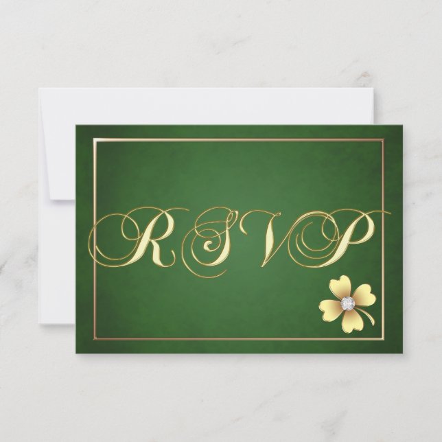 Gold Shamrock Celtic St Patrick's Day Rsvp (Front)