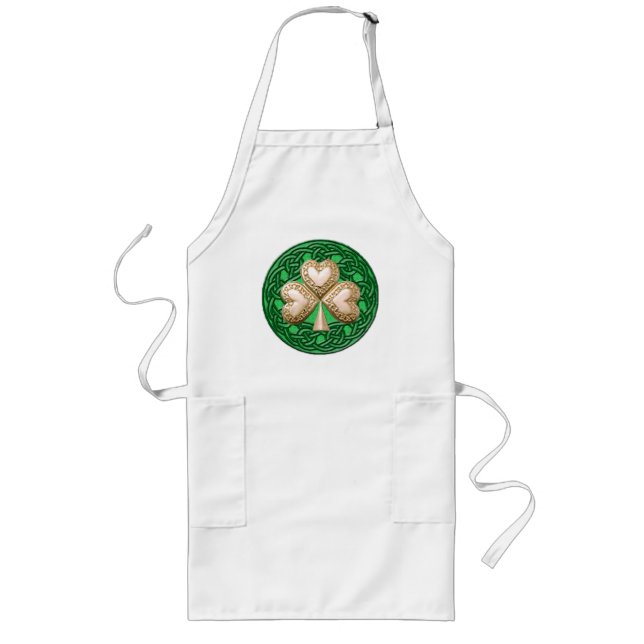 Gold Shamrock On Celtic Knots Apron (Front)