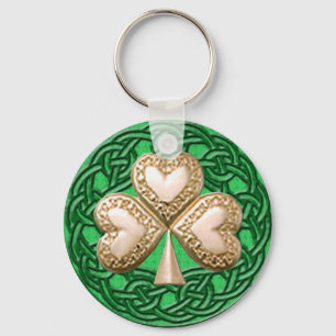 Gold Shamrock On Celtic Knots Key Chain