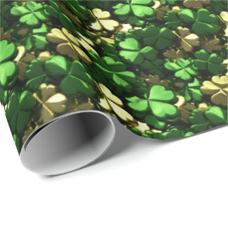 Gold Shamrocks Wrapping Paper