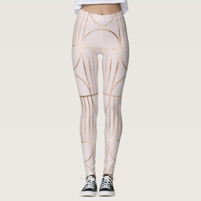 Gold shapes: mid-century modern pattern. leggings (Front)