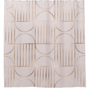 Gold shapes: mid-century modern pattern. shower curtain