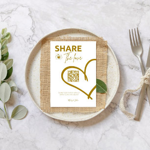 Gold Share the love Wedding Photo Share QR code  Pedestal Sign