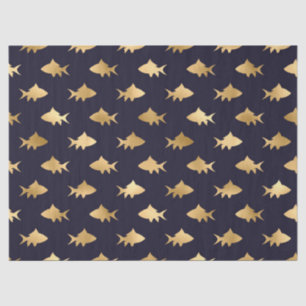 Gold Sharks on Navy Decoupage Tissue Paper