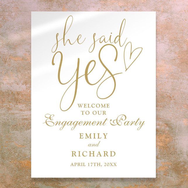 Gold She Said Yes Engagement Party Welcome Sign (Gold She Said Yes Engagement Party Welcome Sign)