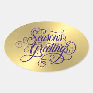 Gold Sheen Purple Season's Greetings Sticker