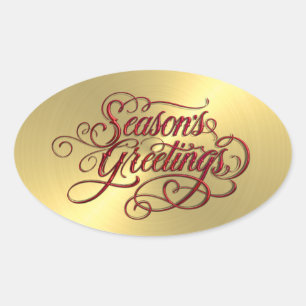 Gold Sheen Red Season's Greetings Sticker