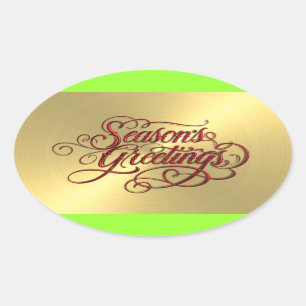 Gold Sheen Red Season's Greetings Sticker