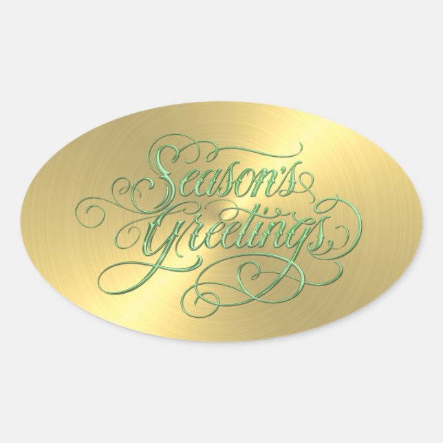 Gold Sheen Season's Greetings Sticker (Front)
