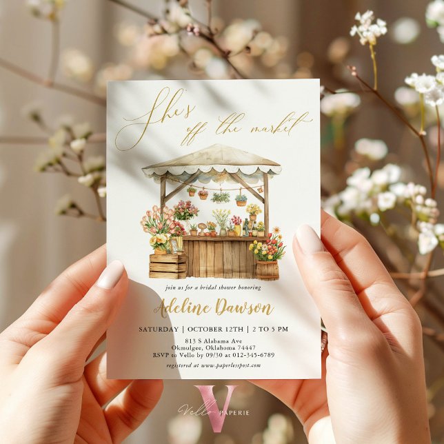 Gold She's Off the Market Bridal Shower Invitation (Creator Uploaded)