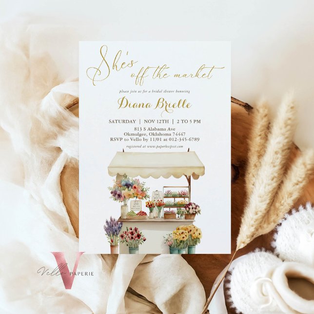 Gold She's Off the Market Bridal Shower Invitation (Creator Uploaded)