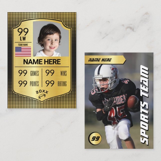 Gold Shield Football Trading Card Player Cards (Front/Back)