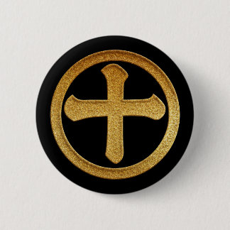 Gold Shimazu Juji Kamon 6 Cm Round Badge