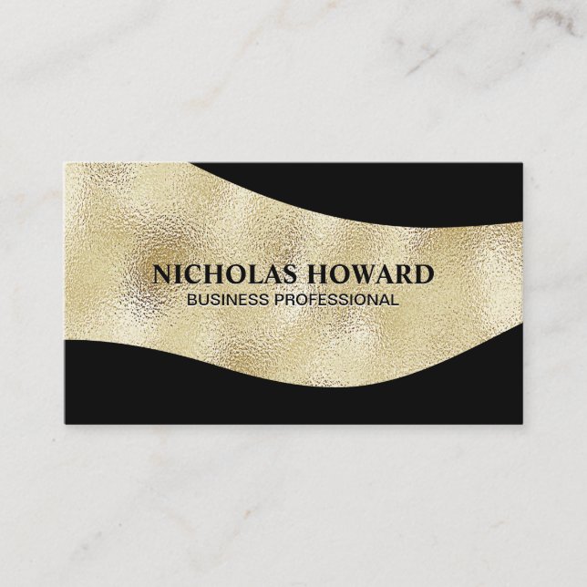 Gold Shimmer and Black  Business Card (Front)