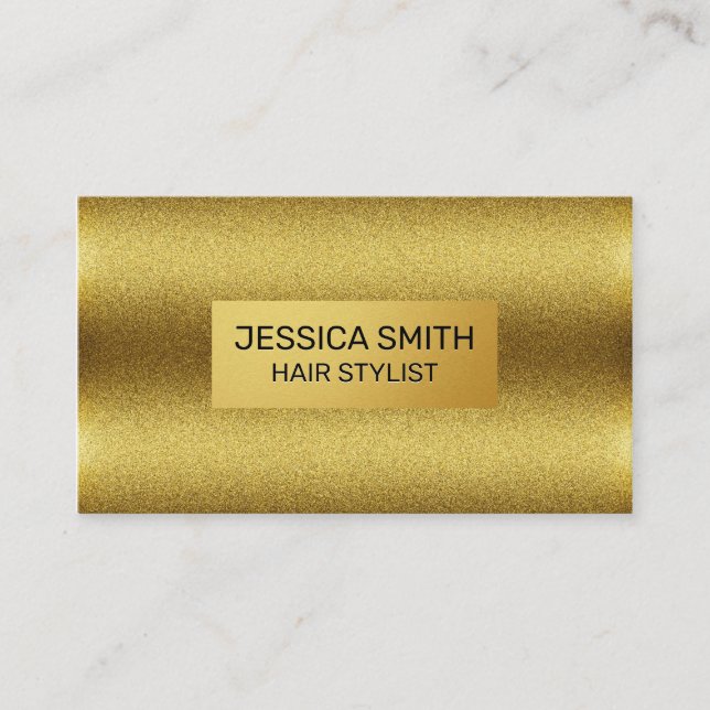 Gold Shimmer and Metallic Faux Gold Business Card (Front)